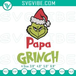 Christmas Embroidery Designs, Embroidery Designs, Papa Grinch Christmas 20