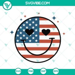 Party In The USA Smiley Face SVG with 4th of July retro design, perfect for Independence Day celebrations. Download now!