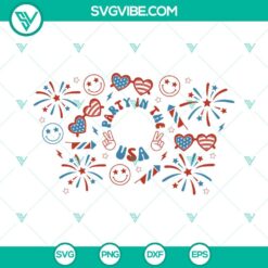 4th Of July, Starbucks Cup Wrap, SVG Files, Party In the USA Starbucks Cup SVG 14