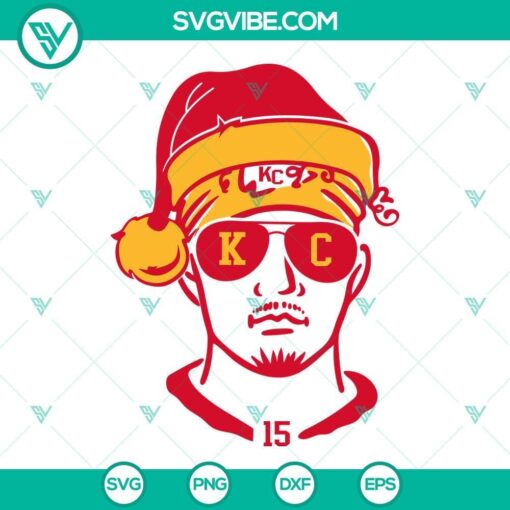 patrick mahomes with christmas hat svg png dxf eps cut files 8 mockup