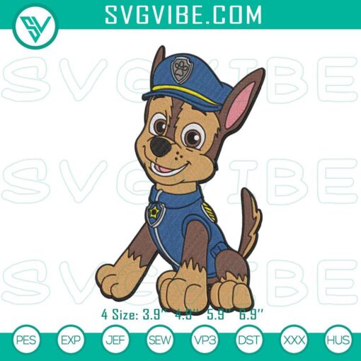 paw patrol chase embroidery designs files mockup