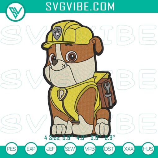 paw patrol rubble embroidery design digital files mockup