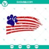 Paw Print American Flag Distressed SVG Images - Grunge Paw SVG File, Patriotic design for digital projects.