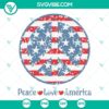 Patriotic SVG bundle for 4th of July with Peace, Love, and American themed designs. Perfect for Independence Day crafts.