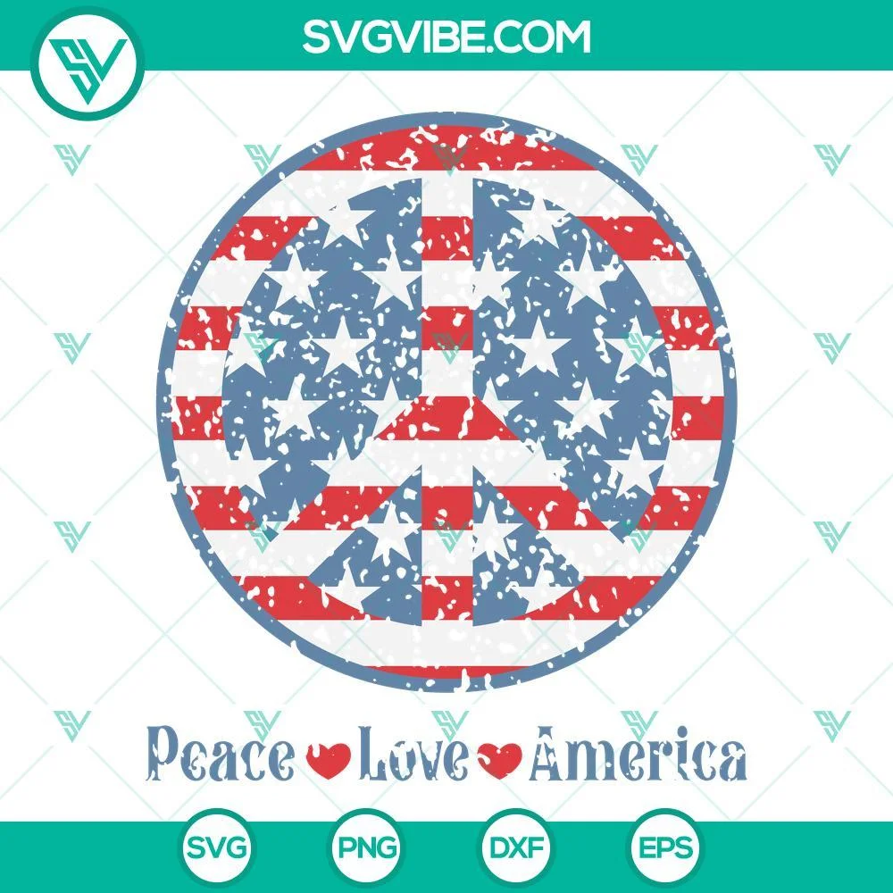 4th Of July, American, SVG Files, Peace Love America SVG Download Bundle, 4th 1