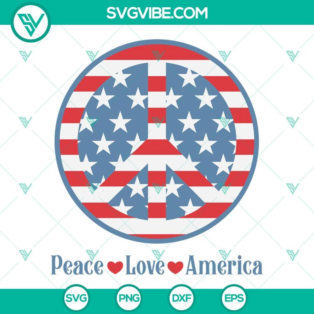 4th Of July, American, SVG Files, Peace Love America SVG Download Bundle, 4th 2