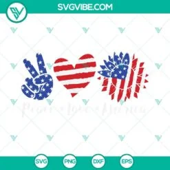 4th Of July, American, SVG Files, Peace Love America SVG Download Bundle, 4th 5