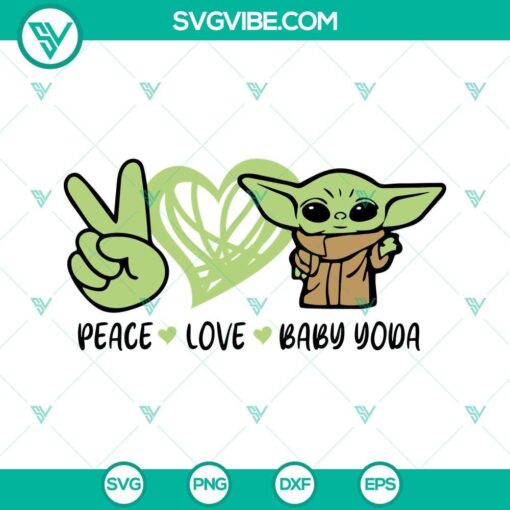 peace love baby yoda svg dxf eps png designs silhouette vector clipart 5 mockup