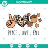 Peace Love Fall, Hello Fall, and Cheetah Print Heart SVG files for autumn crafts and decor.