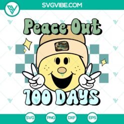 Peace Out 100 Days Of School SVG File Bundle, Smiley School SVG Images, 100 2