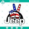 Peace sign hand design in American flag colors for Jeep, Patriotic SVG Files for 4th of July, perfect for crafts and DIY projects.
