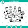 Peanuts Christmas SVG files featuring Charlie Brown Christmas tree and Snoopy characters, ideal for holiday decorations and crafts.