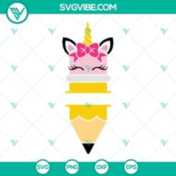 pencil unicorn split monogram svg pencil name frame svg back to school unicorn svg pencil svg bundle 7 mockup