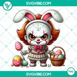 Pennywise Easter Bunny and scary character PNG files for Easter Day celebration, perfect for digital designs.