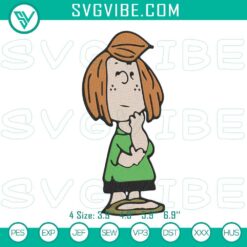 Peppermint Patty Machine Embroidery Designs, Peanuts Cartoon Character File