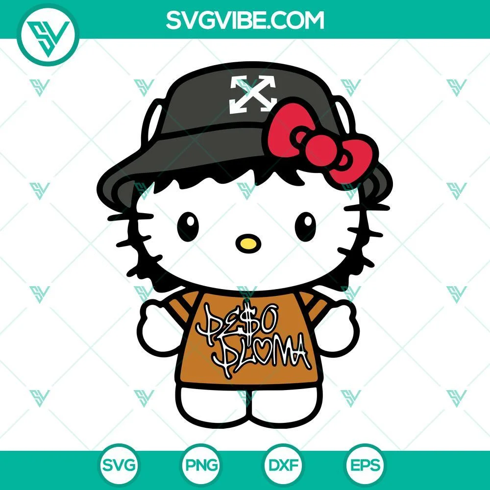 Musics, SVG Files, Peso Pluma Hello Kitty SVG Images, Peso Pluma Kawaii Cat SVG 1