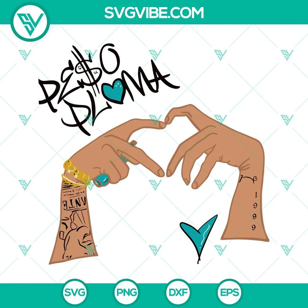 Musics, SVG Files, Peso Pluma SVG Images, Peso Pluma Hands Heart SVG File PNG 1