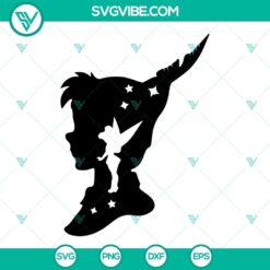 Peter Pan and Tinkerbell SVG file for cutting machines like Cameo and Cricut, includes PNG, EPS, and DXF formats. Perfect for crafts.