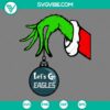Philadelphia Eagles Grinch hand holding ornament SVG design for Christmas, Eagles themed digital download.