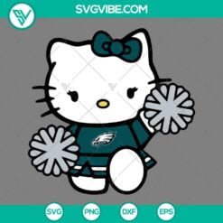 Cartoons, Sports, SVG Files, Philadelphia Eagles Hello Kitty Cheerleader SVG 8