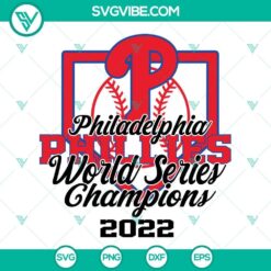 Philadelphia Phillies World Series Champions 2022 SVG Download with PNG, DXF, and EPS files, perfect for crafts and merchandise.