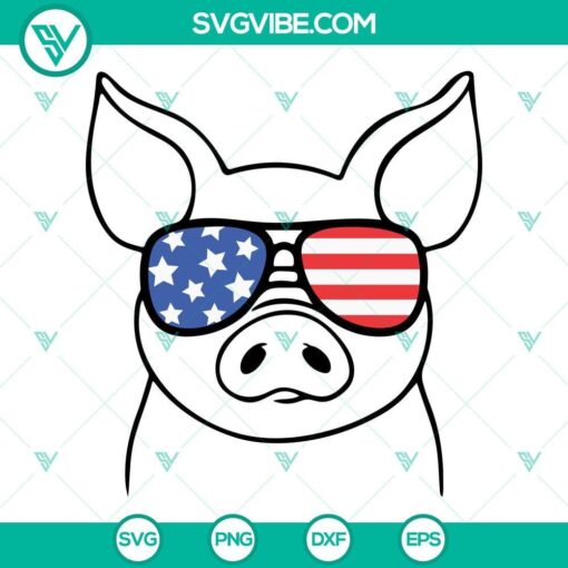 pig american flag sunglasses svg patriotic america pig svg pig 4th of july svg png dxf eps 10 mockup