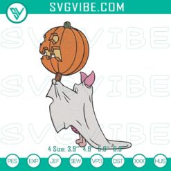 Disney Halloween machine embroidery file featuring a cute piglet ghost pumpkin design. Perfect for spooky themed projects.