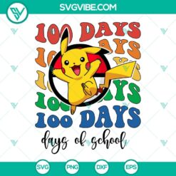 School, SVG Files, Pikachu 100 Days Of School SVG Image, Pokeball 100 Days SVG 1