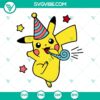 Pikachu birthday SVG file with Pokemon party elements in PNG, DXF, and EPS formats for birthday celebrations.