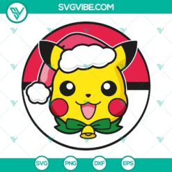 Pikachu Christmas Santa Hat SVG Files, Pokemon Christmas SVG Image PNG DXF