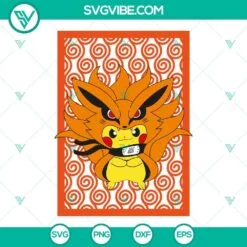 Anime, SVG Files, Pikachu Kurama SVG Download, Pokemon Naruto SVG Download PNG 2