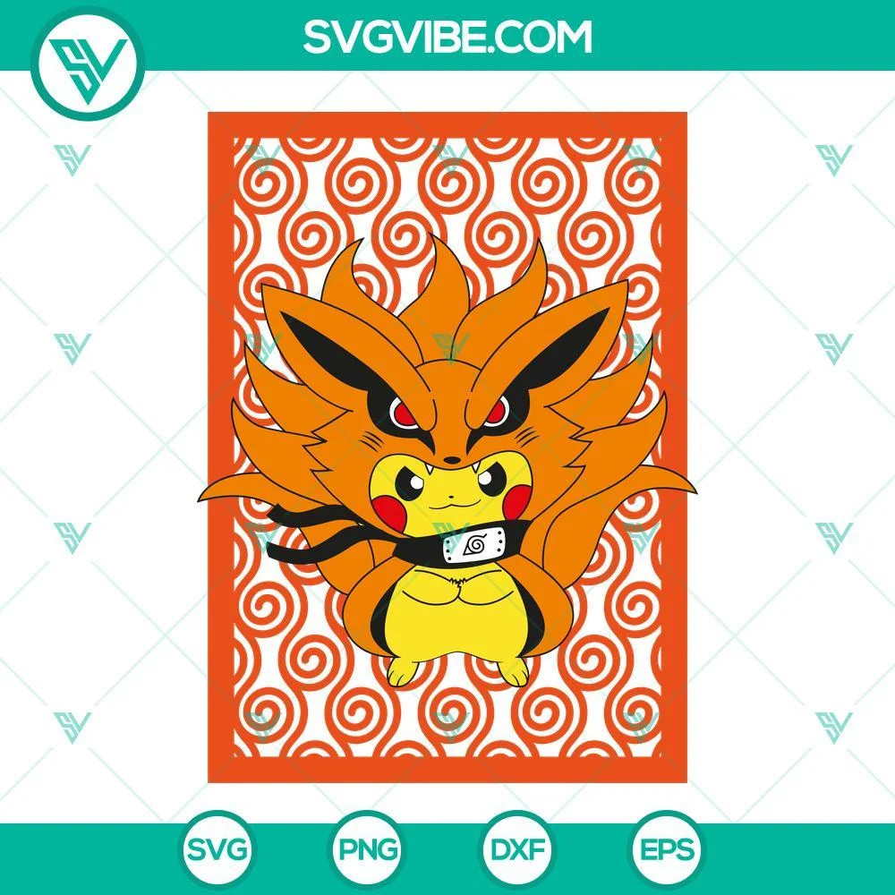 Anime, SVG Files, Pikachu Kurama SVG Download, Pokemon Naruto SVG Download PNG 1