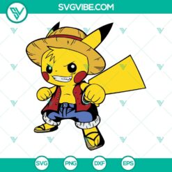 Cartoons, SVG Files, Pikachu Luffy SVG Image, Luffy One Piece SVG File, Pikachu 1