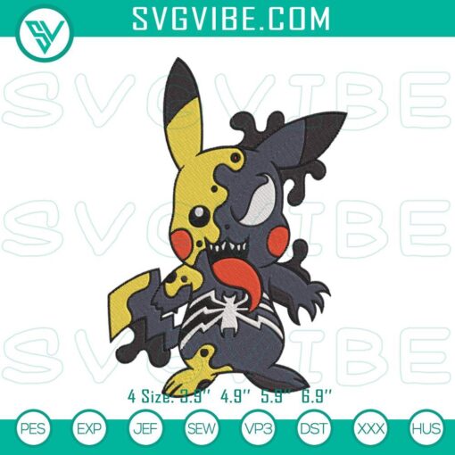 pikachu venom machine embroidery design venom pokemon embroidery file mockup