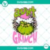 Pink Aunt Grinch PNG designs for Christmas, featuring cute and festive holiday illustrations, perfect for digital projects.