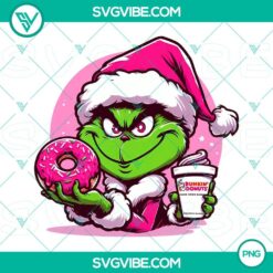 Pink Baby Grinch Dunkin’ Donuts Christmas PNG files, featuring cute holiday-themed design with Grinch character.