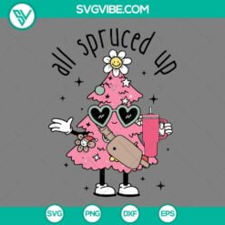 Christmas, SVG Files, Pink Christmas Tree All Spruced Up Bougie SVG Download, 8