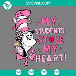 National Read Across America Day, SVG Files, Pink Dr Seuss My Students Stole My 8