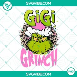 Pink Gigi Grinch PNG digital design with cute Christmas character, ideal for holiday crafts and projects.