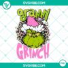 Pink Granny Grinch PNG designs for digital projects, ideal for Christmas craft and holiday fun.