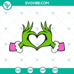 Christmas, SVG Files, Pink Grinch Heart Hand SVG Files, Pink Grinch Christmas 6