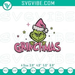 Christmas Embroidery Designs, Embroidery Designs, Pink Grinchmas Digital 14