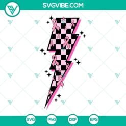 Cancer, SVG Files, Pink Ribbon Lightning Bolt SVG Download, Breast Cancer 23