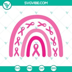 Cancer, SVG Files, Pink Ribbon Rainbow SVG Download, Breast Cancer Awareness 22