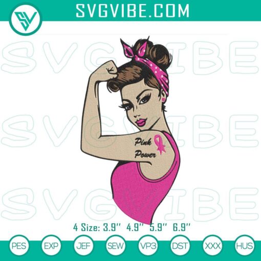 pink rosie riveter embroidery designs breast cancer embroidery files mockup