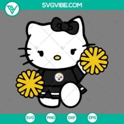 Cartoons, Sports, SVG Files, Pittsburgh Steelers Hello Kitty Cheerleader SVG 7