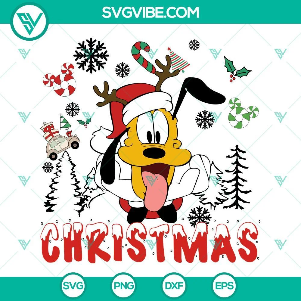 Christmas, Disney, SVG Files, Pluto Christmas SVG File, Disney Pluto Christmas 1