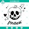 Poison apple SVG clipart for Snow White-themed designs, file formats include PNG, DXF, EPS.