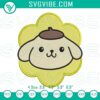 Pompompurin dog face flower embroidery design, adorable Sanrio pattern.