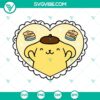 Pompompurin and Hello Kitty Golden Retriever heart-shaped SVG files with cute and playful designs for crafts and projects.